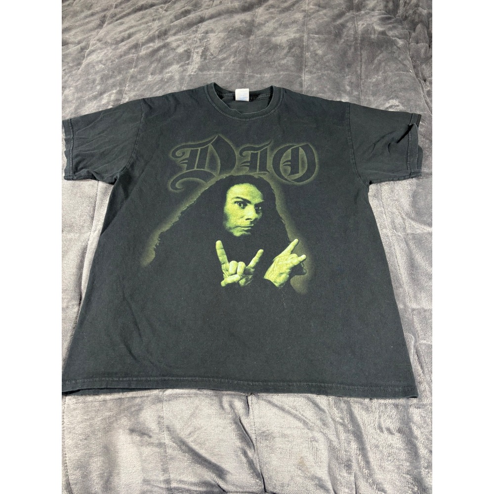 VTG Dio Ronnie James Dio Graphic T-Shirt Mens Large Black Short Sleeve Band‎ Tee